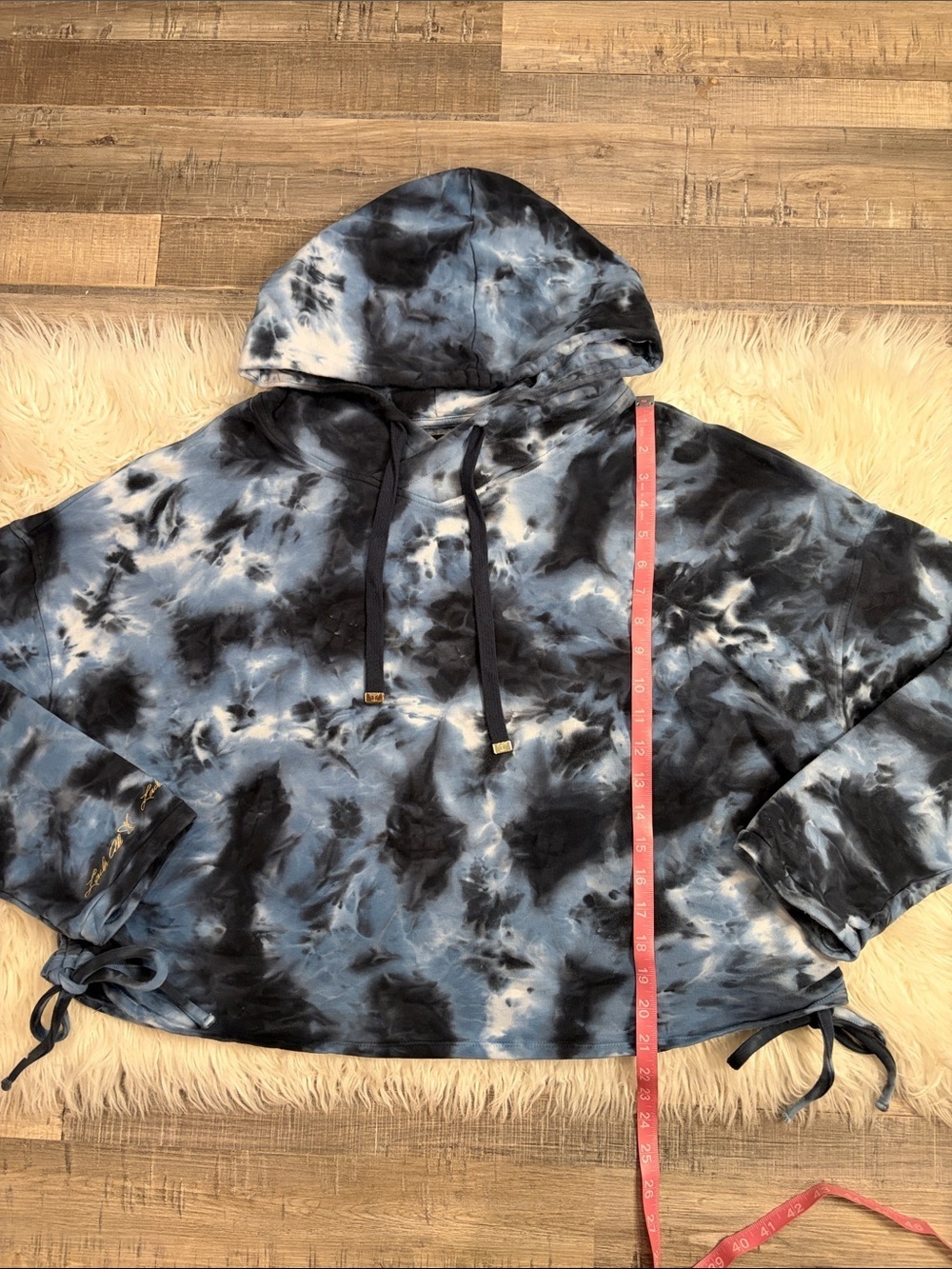 Laila Ali stretch cotton pullover ruched cinched tie dye pullover hoodie XL - Picture 7 of 13